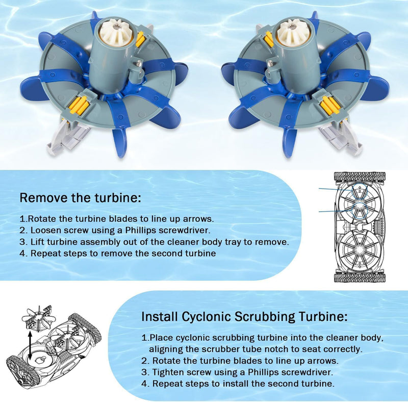 DURAFORCE 2PCS R0714300 Cyclonic Scrubbing Turbine Assembly For Zodiac MX6/8, MX6/8 Elite