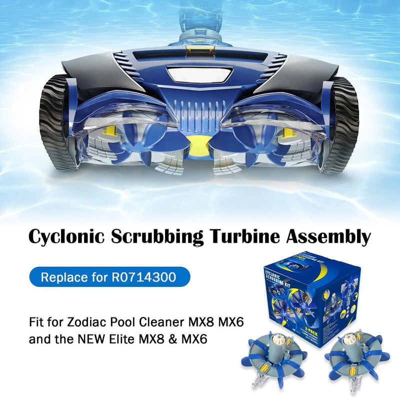 DURAFORCE 2PCS R0714300 Cyclonic Scrubbing Turbine Assembly For Zodiac MX6/8, MX6/8 Elite