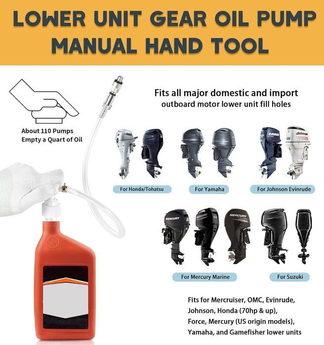 DURAFORCE Marine Outboard Boat Motor Lower Unit Gear Oil Change Outdrive Fluid Pump Kit