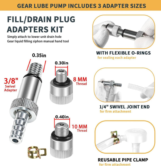 DURAFORCE Marine Outboard Boat Motor Lower Unit Gear Oil Change Outdrive Fluid Pump Kit