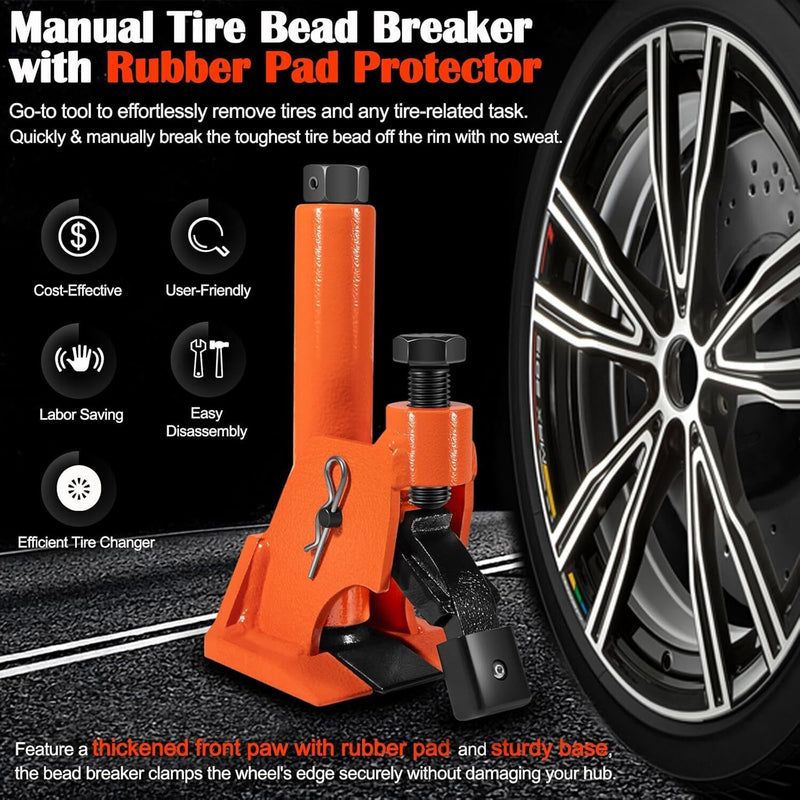 DURAFORCE Manual Tire Bead Breaker 38"-42" Tires Repair Tool with Rubber Pad Protector