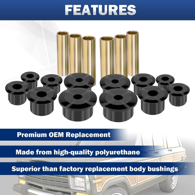 DURAFORCE KJ02008BK Rear Spring Shackle Bushings for 1984-2098 Jeep Cherokee XJ 2.2109G
