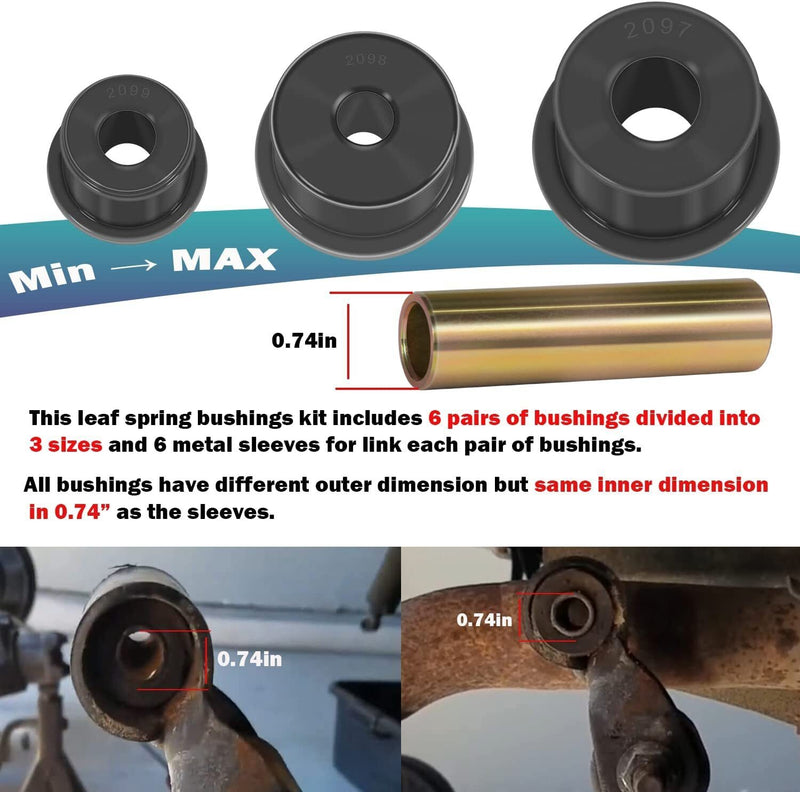 DURAFORCE KJ02008BK Rear Spring Shackle Bushings for 1984-2098 Jeep Cherokee XJ 2.2109G