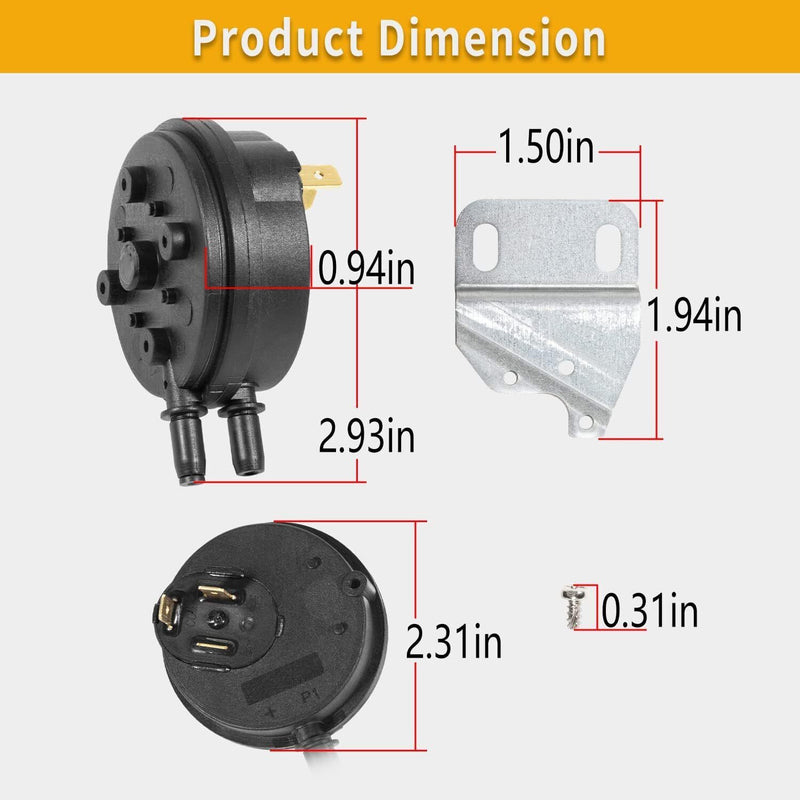 DURAFORCE Furnace Air Pressure Switch For Nordyne Miller Intertherm 632444R 632444 1.74"