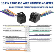 DURAFORCE 16 Pin Radio ISO Wire Harness Adapter For Peterbilt Freightliner Semi Truck