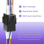 DURAFORCE 16 Pin Radio ISO Wire Harness Adapter For Peterbilt Freightliner Semi Truck