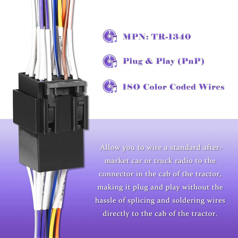 DURAFORCE 16 Pin Radio ISO Wire Harness Adapter For Peterbilt Freightliner Semi Truck