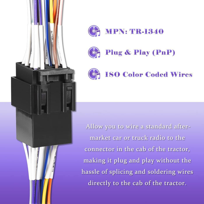 DURAFORCE 16 Pin Radio ISO Wire Harness Adapter For Peterbilt Freightliner Semi Truck