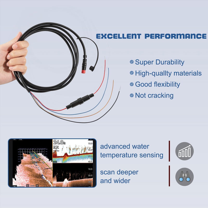 DURAFORCE Power/Data Cable 4-Pin 010-12199-04 for Garmin Striker EchoMAP, Striker Series