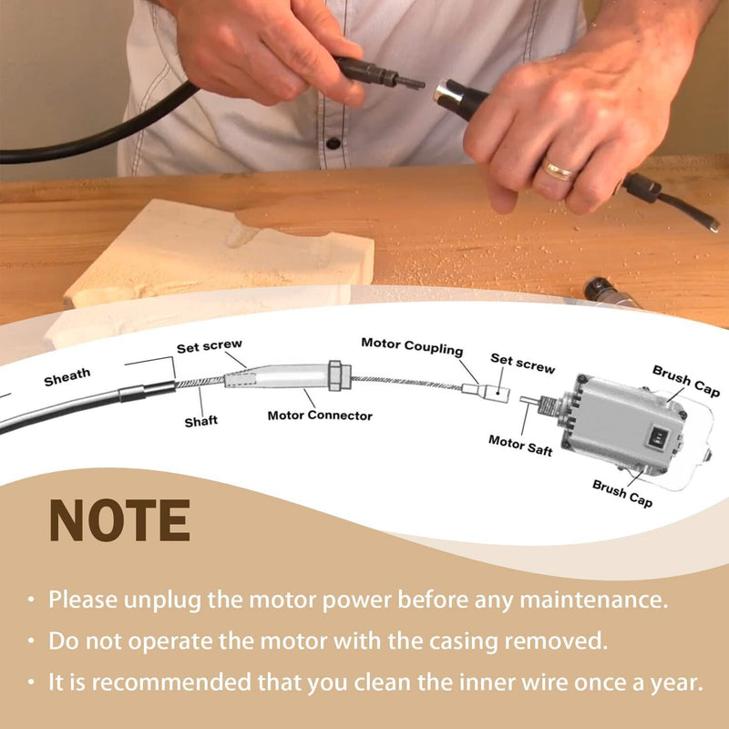 DURAFORCE For Foredom Flexshaft 39” Flexible Inner Shaft Cable & Rubber Outer Sheath Set