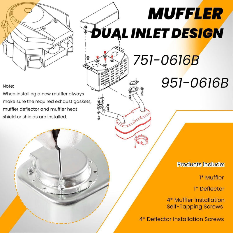 DURAFORCE Muffler Single Exhaust Muffler Twin Replaces MTD Part # 951-0616B 751-0616B