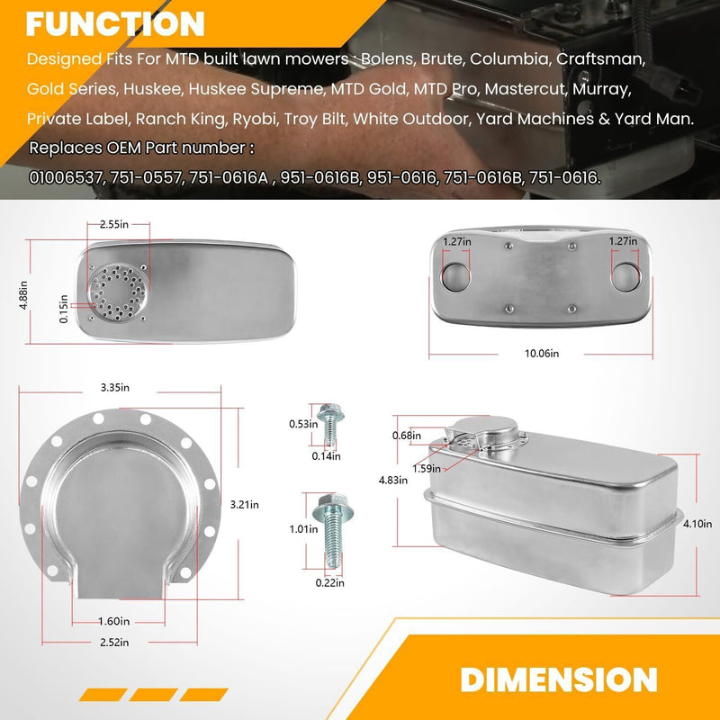 DURAFORCE Muffler Single Exhaust Muffler Twin Replaces MTD Part # 951-0616B 751-0616B