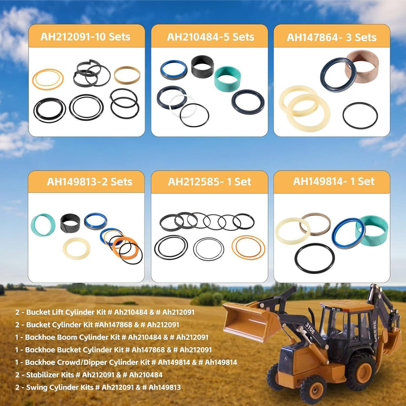 DURAFORCE Whole Machine Hydraulic Cylinder Repair Seal Kit for John Deere JD 310E Backhoe