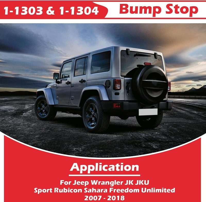 DURAFORCE 1-1303 & 1-1304 Polyurethane Front & Rear Bump Stop for Jeep Wrangler JK/JKU 4PC