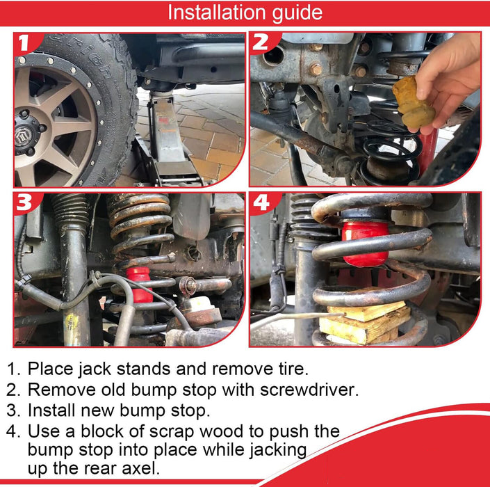 DURAFORCE 1-1303 & 1-1304 Polyurethane Front & Rear Bump Stop for Jeep Wrangler JK/JKU 4PC