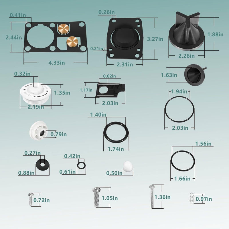 DURAFORCE for Jabsco 29045-3000 Marine Manual Toilet Service Kit Fit for 29090-3 & 29120-3