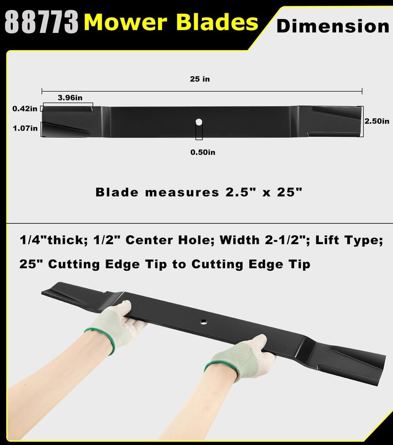 DURAFORCE 72" Finish Mower Blades for Bush Hog ATH720/RDTH720/FTH720 88773 82325 (3 Blade