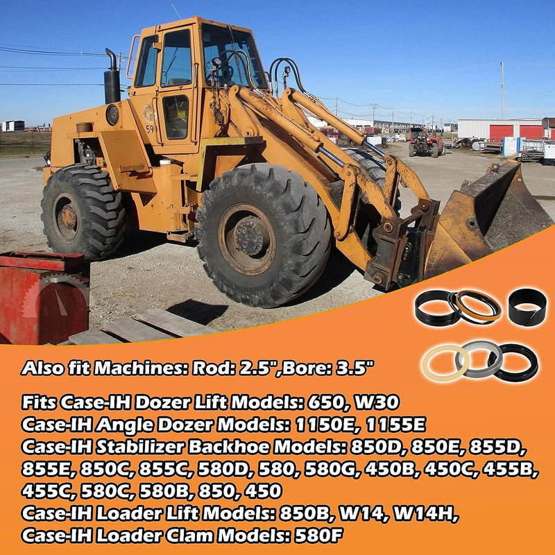 DURAFORCE G109504 Cylinder Seal Kit for Case Backhoe Loader Bucket 480D 580D 580SE 850C