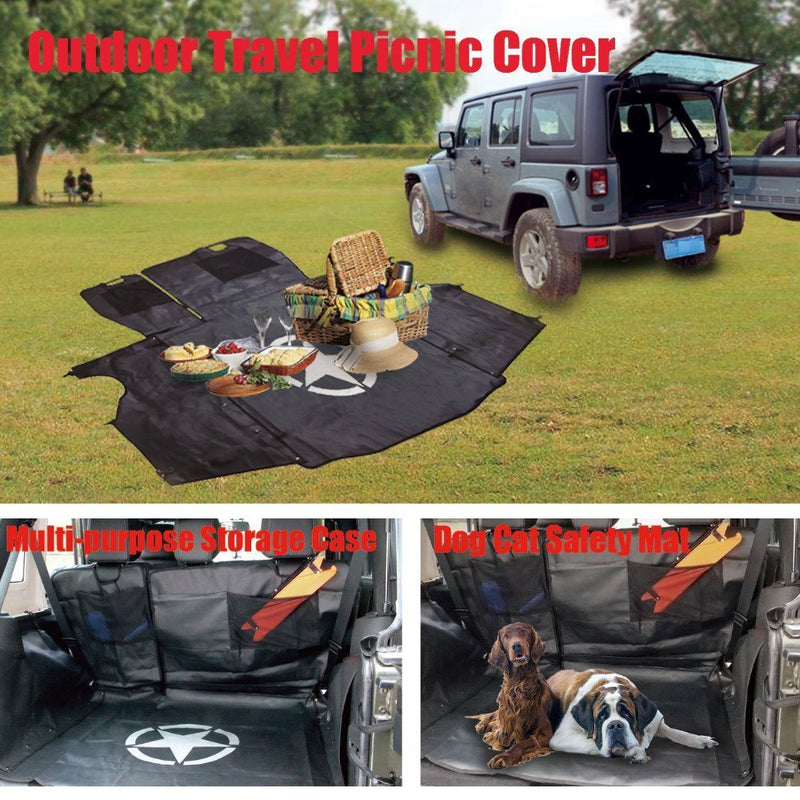 DURAFORCE Rear Bench Floor Safety Mat Storage Cargo Cover for Jeep Wrangler JK 2007-2018