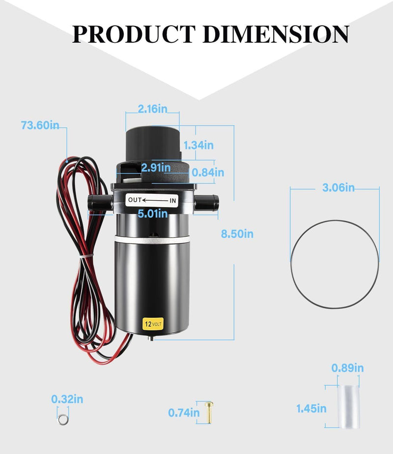 DURAFORCE 37041-0010 Motor Pump Assembly 12V for Jabsco 74001-2460 Marine Electric Toilet