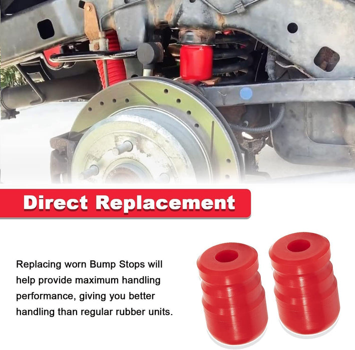 DURAFORCE 1-1303 Polyurethane Front Bump Stop for 2007-2018 Jeep Wrangler JK/JKU 2pcs Red