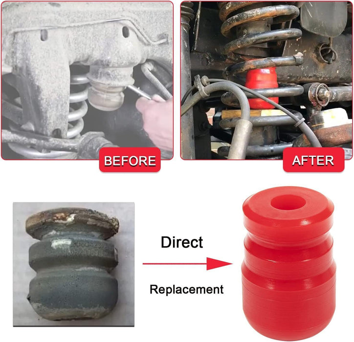 DURAFORCE 1-1303 Polyurethane Front Bump Stop for 2007-2018 Jeep Wrangler JK/JKU 2pcs Red