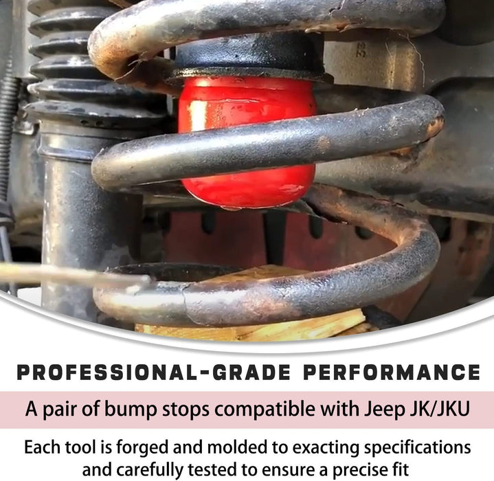 DURAFORCE 1-1303 Polyurethane Front Bump Stop for 2007-2018 Jeep Wrangler JK/JKU 2pcs Red