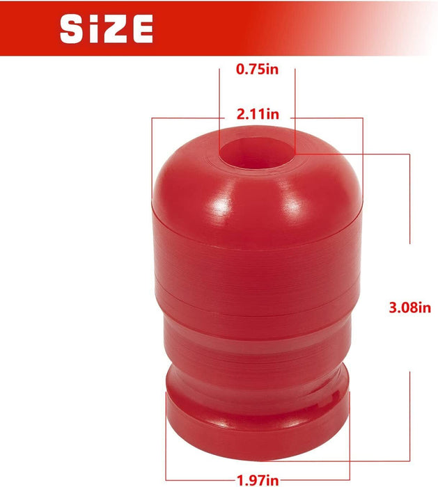 DURAFORCE 1-1303 Polyurethane Front Bump Stop for 2007-2018 Jeep Wrangler JK/JKU 2pcs Red