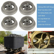 DURAFORCE 4PCS Cast Iron Cart Wheels Caster Set for Large Model Mine Ore Car Mining 7 1/4"