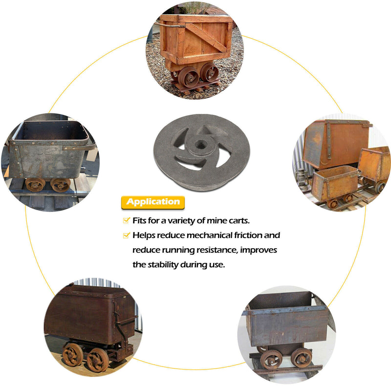 DURAFORCE 4PCS Cast Iron Cart Wheels Caster Set for Large Model Mine Ore Car Mining 7 1/4"