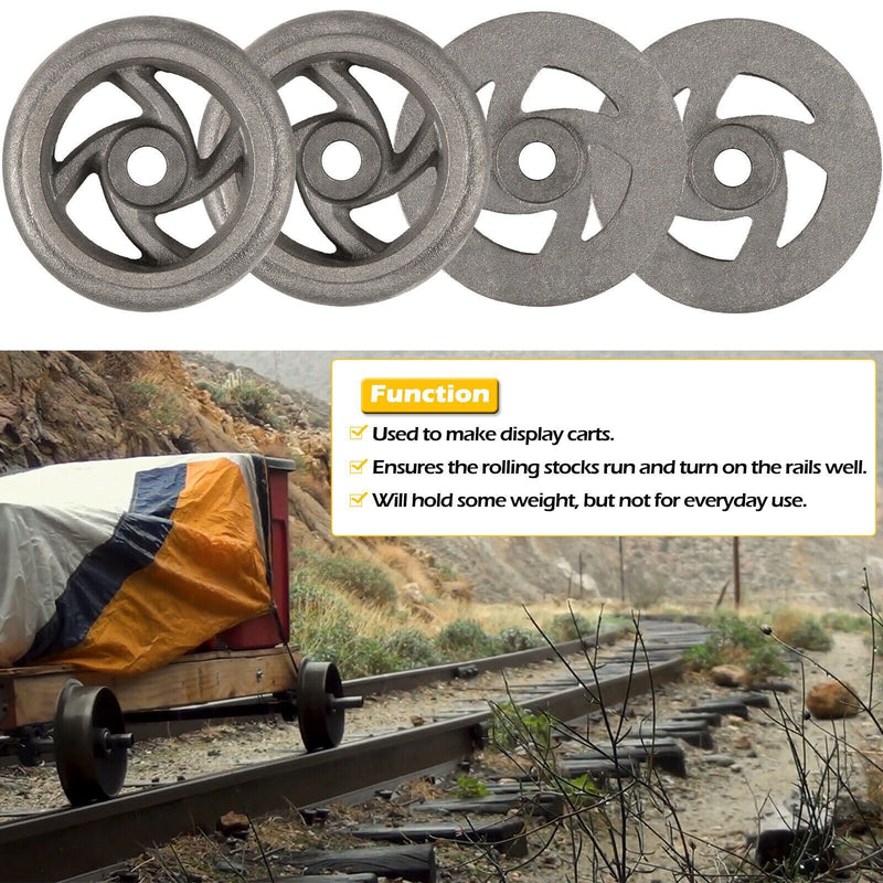 DURAFORCE 4PCS Cast Iron Cart Wheels Caster Set for Large Model Mine Ore Car Mining 7 1/4"