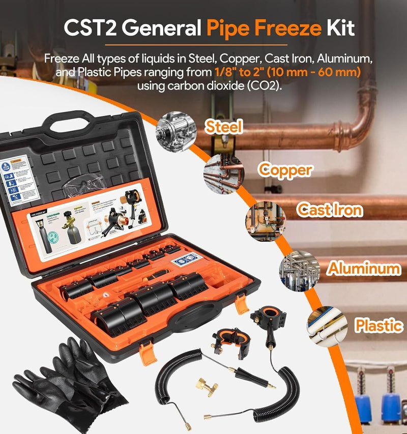 DURAFORCE CST2 General Cold-Shot Pipe Freeze Kit, Small, Black and Orange