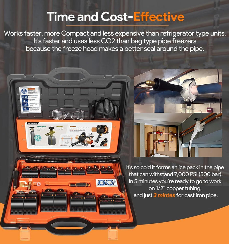 DURAFORCE CST2 General Cold-Shot Pipe Freeze Kit, Small, Black and Orange