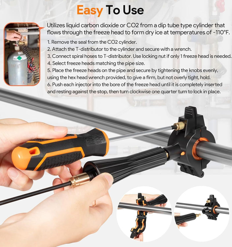 DURAFORCE CST2 General Cold-Shot Pipe Freeze Kit, Small, Black and Orange