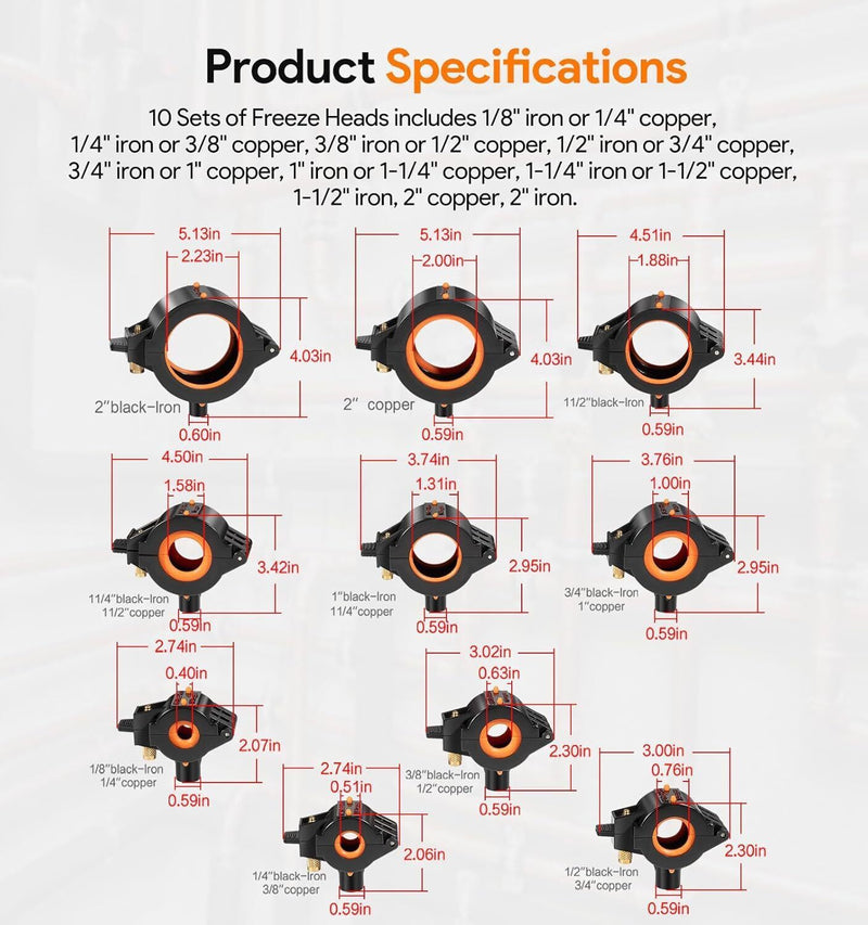 DURAFORCE CST2 General Cold-Shot Pipe Freeze Kit, Small, Black and Orange
