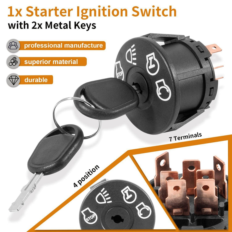DURAFORCE Ignition Starter Switch & 2 Keys For John Deere X300 X304 X320 X324 X340 X500