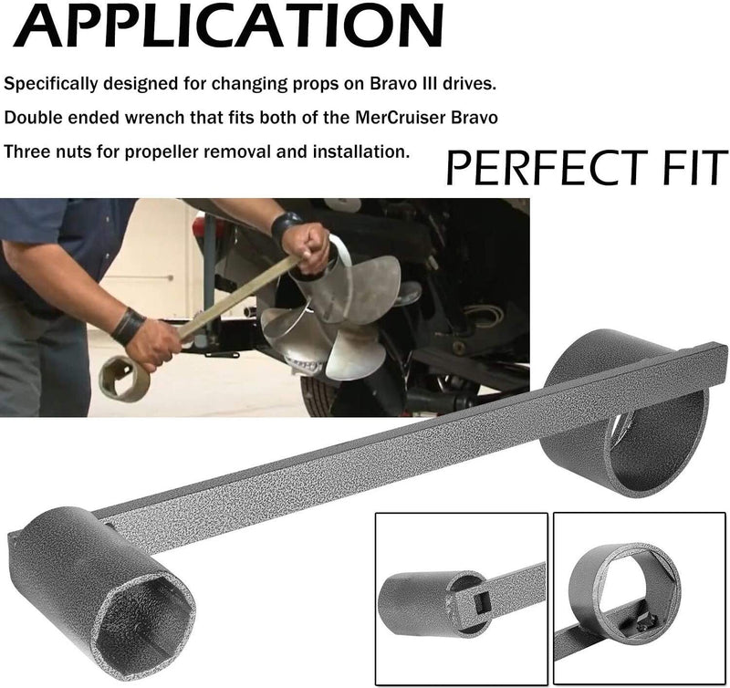 DURAFORCE For MerCruiser Bravo 3 III Propeller Wrench 8M0129074 Steel Dual Hex Prop Wrench