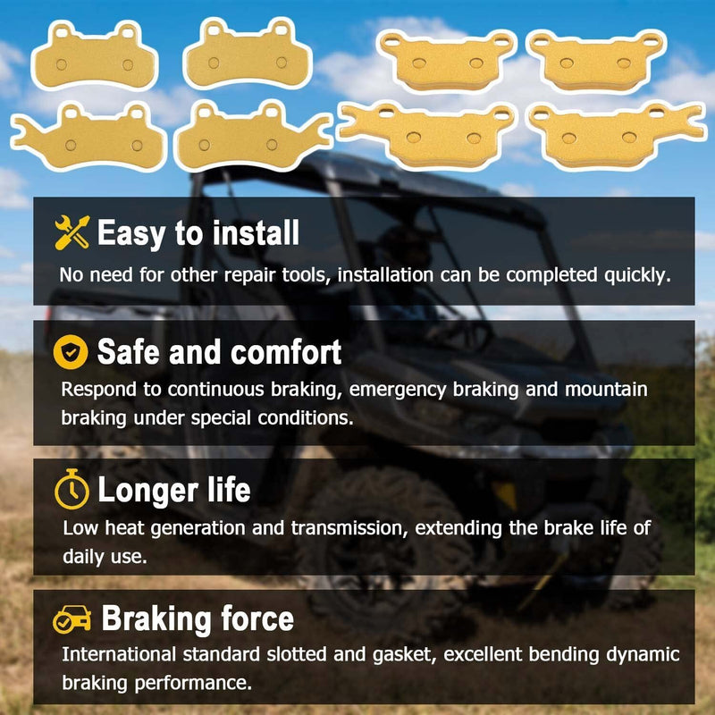 DURAFORCE Front & Rear Brake Pads For 2016-2021 Can Am Defender HD7 HD8 800 HD10 1000 XT