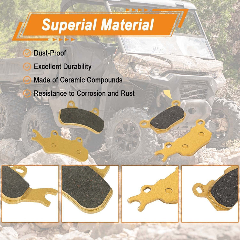 DURAFORCE Front & Rear Brake Pads For 2016-2021 Can Am Defender HD7 HD8 800 HD10 1000 XT
