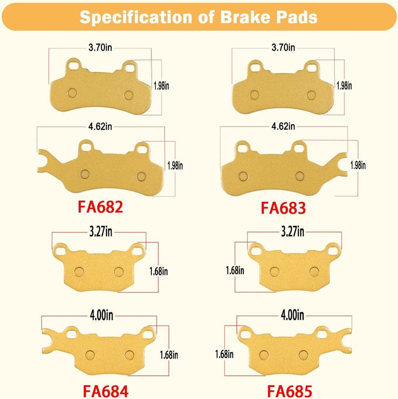 DURAFORCE Front & Rear Brake Pads For 2016-2021 Can Am Defender HD7 HD8 800 HD10 1000 XT