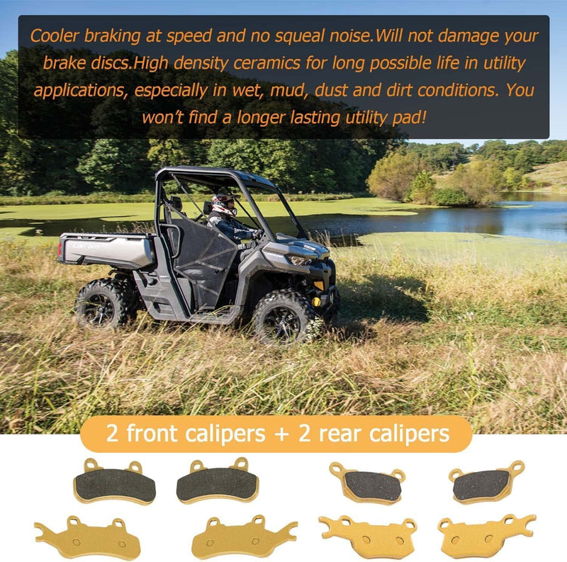 DURAFORCE Front & Rear Brake Pads For 2016-2021 Can Am Defender HD7 HD8 800 HD10 1000 XT