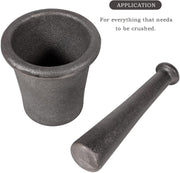 DURAFORCE Cast Iron Mortar Pestle Tool Rock-Ore Crusher-Assay-Gold-Pulverizer-Quart-Silver