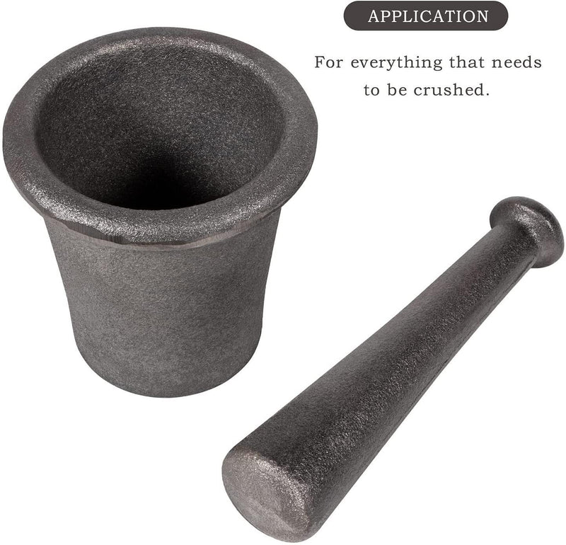 DURAFORCE Cast Iron Mortar Pestle Tool Rock-Ore Crusher-Assay-Gold-Pulverizer-Quart-Silver
