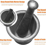 DURAFORCE Cast Iron Mortar Pestle Tool Rock-Ore Crusher-Assay-Gold-Pulverizer-Quart-Silver