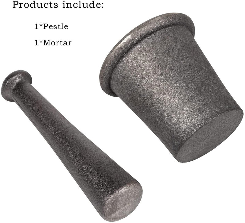 DURAFORCE Cast Iron Mortar Pestle Tool Rock-Ore Crusher-Assay-Gold-Pulverizer-Quart-Silver