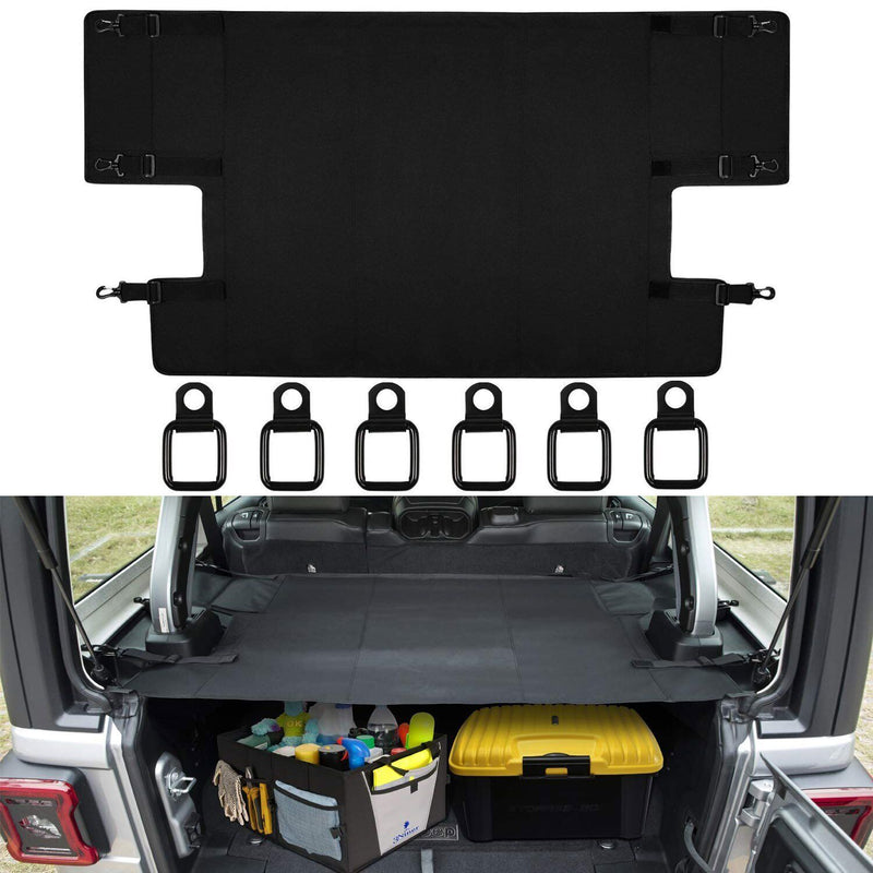 DURAFORCE Cargo Cover Foldable Rear Trunk Organizer Shade for Jeep Wrangler JL 2018~2020