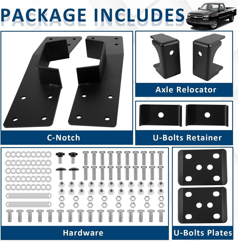 DURAFORCE C-Notch Rear Support & 6" Drop Flip Kit for 99-07 Chevy Silverado C1500 GMC Sier