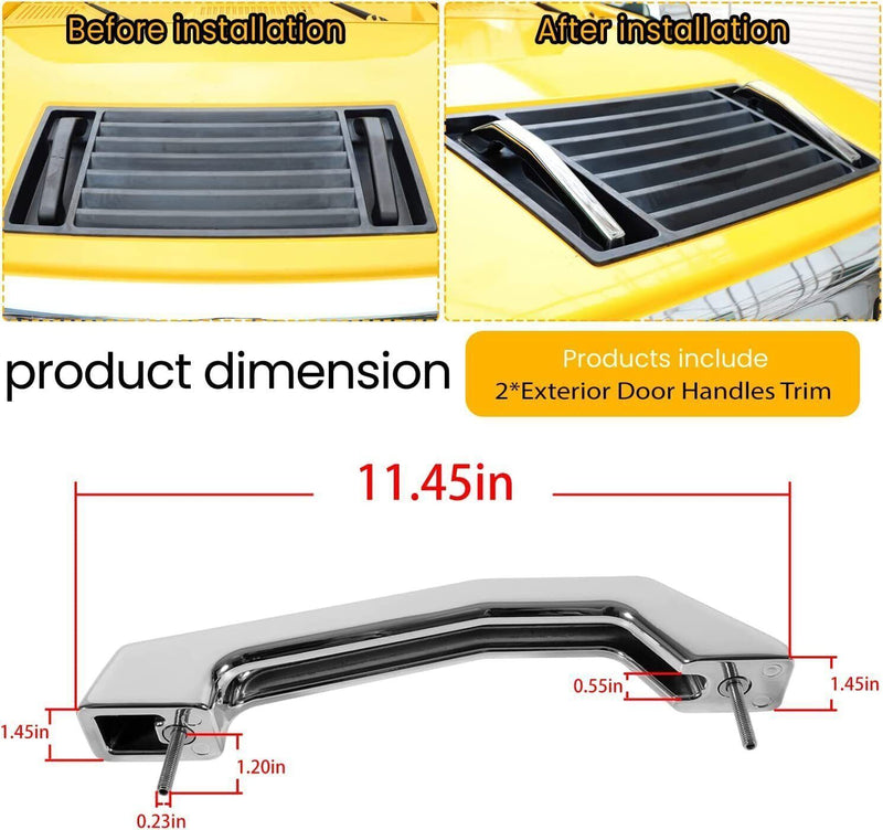 DURAFORCE Chrome Hood Exterior Door Handles Trim Accessories for Hummer H2 2003-2009 SUT
