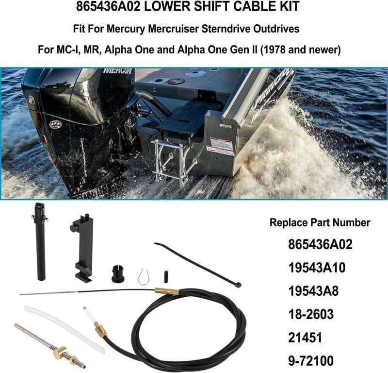 DURAFORCE 1 & 2 Lower Shift Cable Kit 865436A03 for Mercruiser Alpha One Gen 2, R, MR, MC