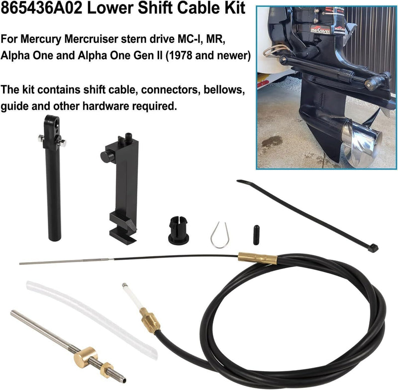 DURAFORCE 1 & 2 Lower Shift Cable Kit 865436A03 for Mercruiser Alpha One Gen 2, R, MR, MC